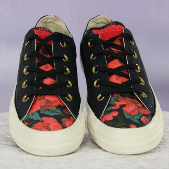 Converse Chuck Taylor All Star Black Cherry Red Egret Floral Canvas Sneaker Sz 6 - Picture 3 of 9
